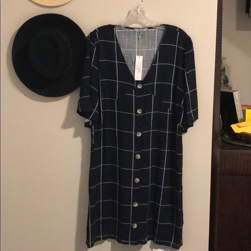 Good Luck Gem Button Front Dress